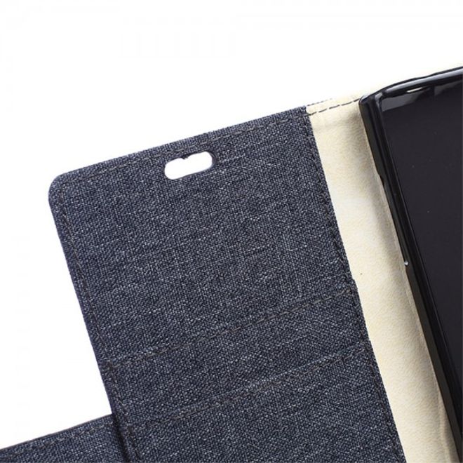 Wiko Highway Star 4G Leder Case mit stoffartiger Textur und Standfunktion - dunkelblau