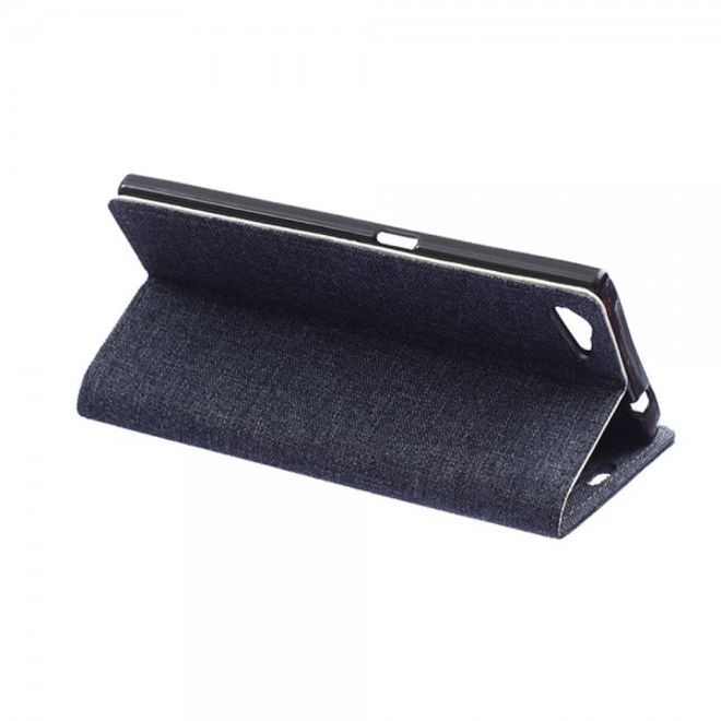 Wiko Highway Star 4G Leder Case mit stoffartiger Textur und Standfunktion - dunkelblau