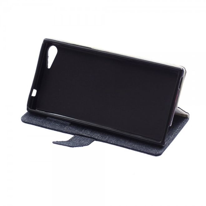 Wiko Highway Star 4G Leder Case mit stoffartiger Textur und Standfunktion - dunkelblau