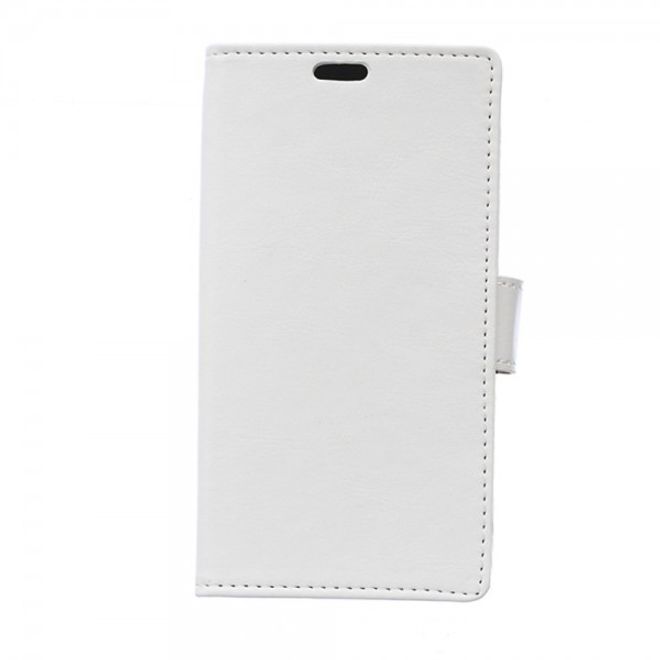 Wiko Highway Star 4G Schickes Crazy Horse Leder Case mit Standfunktion - weiss