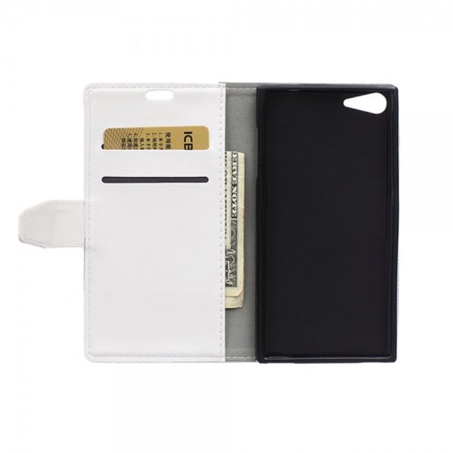 Wiko Highway Star 4G Schickes Crazy Horse Leder Case mit Standfunktion - weiss