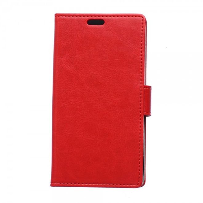 Wiko Highway Star 4G Schickes Crazy Horse Leder Case mit Standfunktion - rot