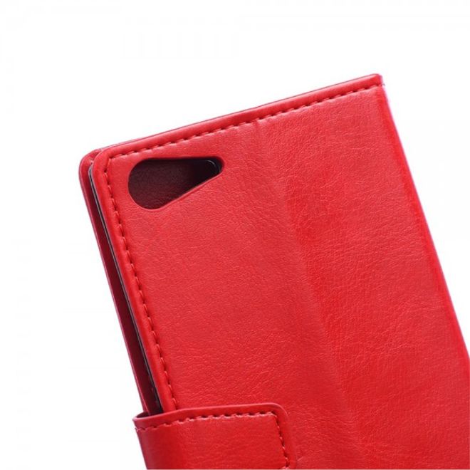 Wiko Highway Star 4G Schickes Crazy Horse Leder Case mit Standfunktion - rot
