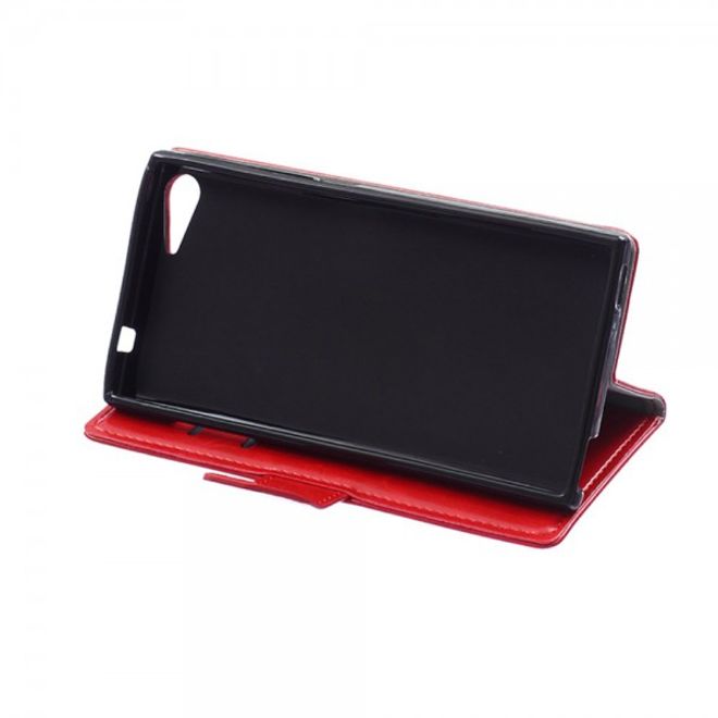 Wiko Highway Star 4G Schickes Crazy Horse Leder Case mit Standfunktion - rot