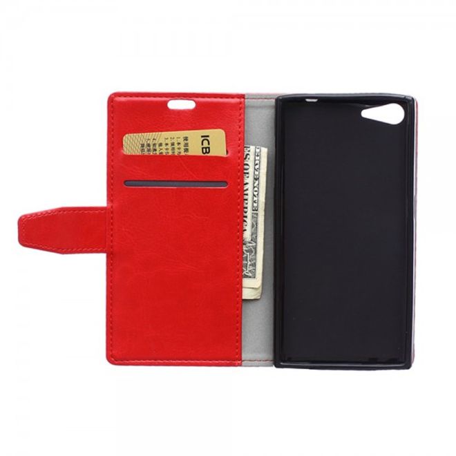 Wiko Highway Star 4G Schickes Crazy Horse Leder Case mit Standfunktion - rot