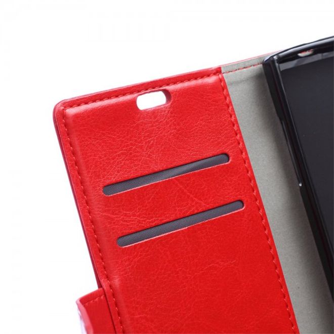 Wiko Highway Star 4G Schickes Crazy Horse Leder Case mit Standfunktion - rot