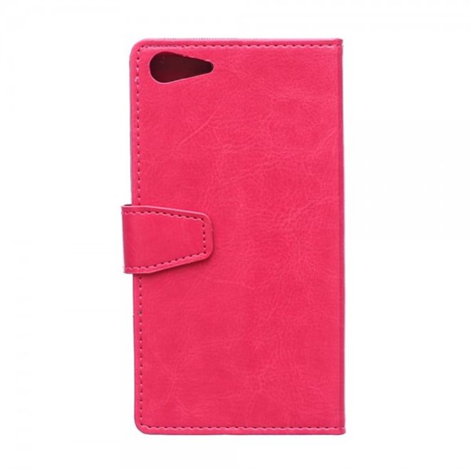Wiko Highway Star 4G Schickes Crazy Horse Leder Case mit Standfunktion - rosa
