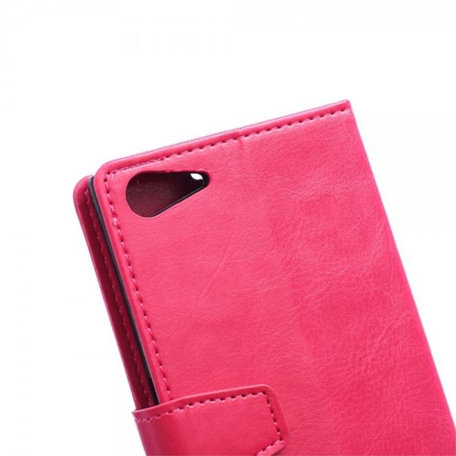 Wiko Highway Star 4G Schickes Crazy Horse Leder Case mit Standfunktion - rosa