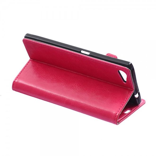 Wiko Highway Star 4G Schickes Crazy Horse Leder Case mit Standfunktion - rosa