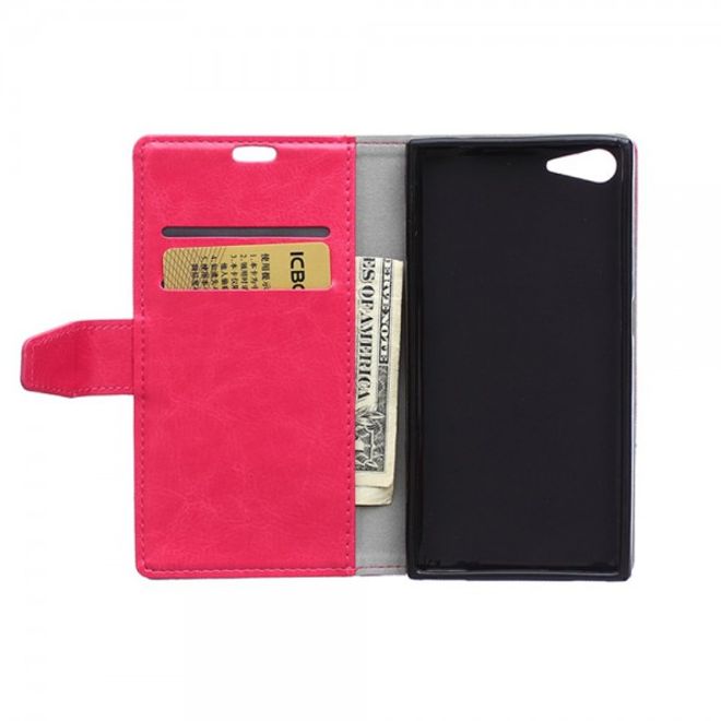 Wiko Highway Star 4G Schickes Crazy Horse Leder Case mit Standfunktion - rosa