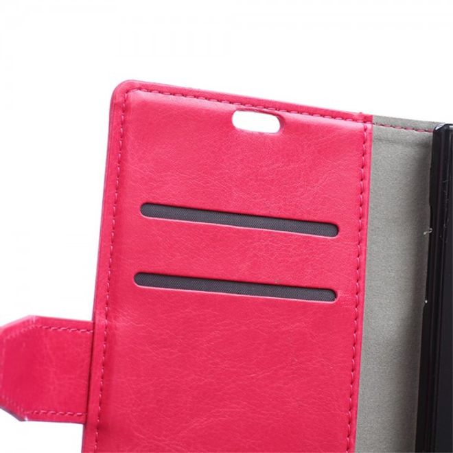 Wiko Highway Star 4G Schickes Crazy Horse Leder Case mit Standfunktion - rosa