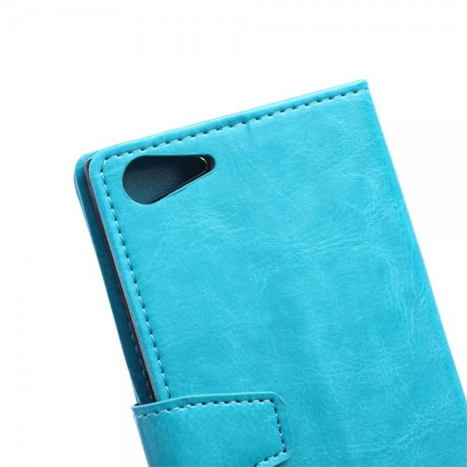 Wiko Highway Star 4G Schickes Crazy Horse Leder Case mit Standfunktion - blau