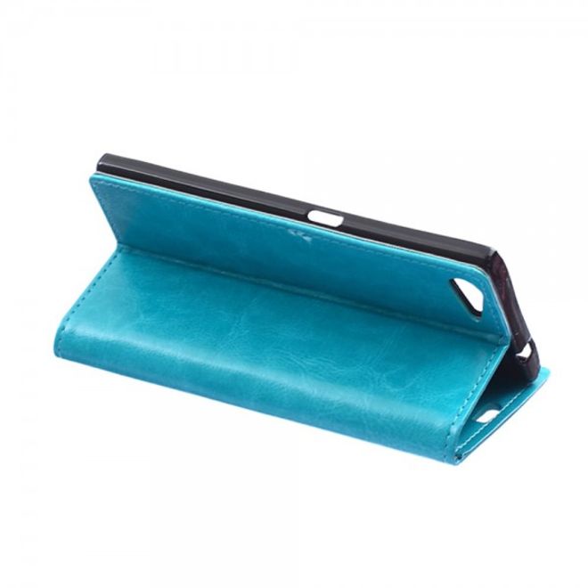 Wiko Highway Star 4G Schickes Crazy Horse Leder Case mit Standfunktion - blau