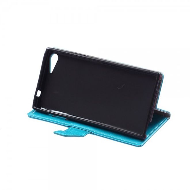 Wiko Highway Star 4G Schickes Crazy Horse Leder Case mit Standfunktion - blau