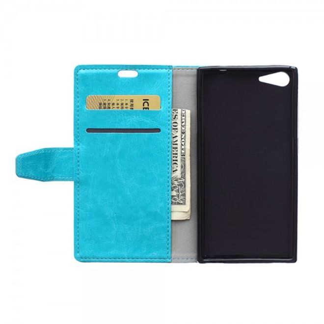 Wiko Highway Star 4G Schickes Crazy Horse Leder Case mit Standfunktion - blau