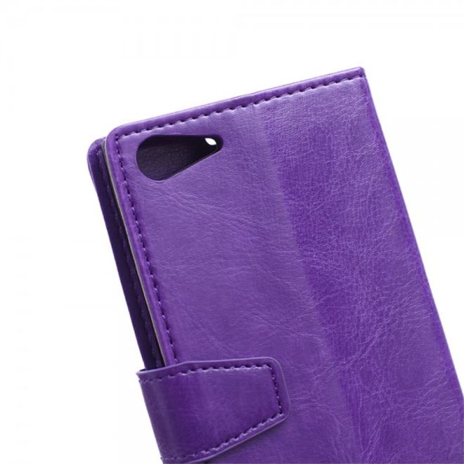 Wiko Highway Star 4G Schickes Crazy Horse Leder Case mit Standfunktion - purpur