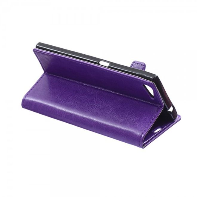 Wiko Highway Star 4G Schickes Crazy Horse Leder Case mit Standfunktion - purpur