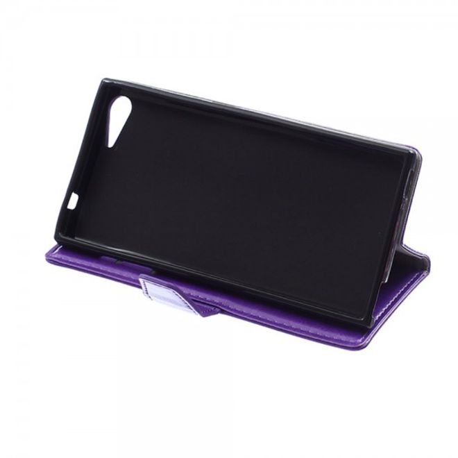 Wiko Highway Star 4G Schickes Crazy Horse Leder Case mit Standfunktion - purpur