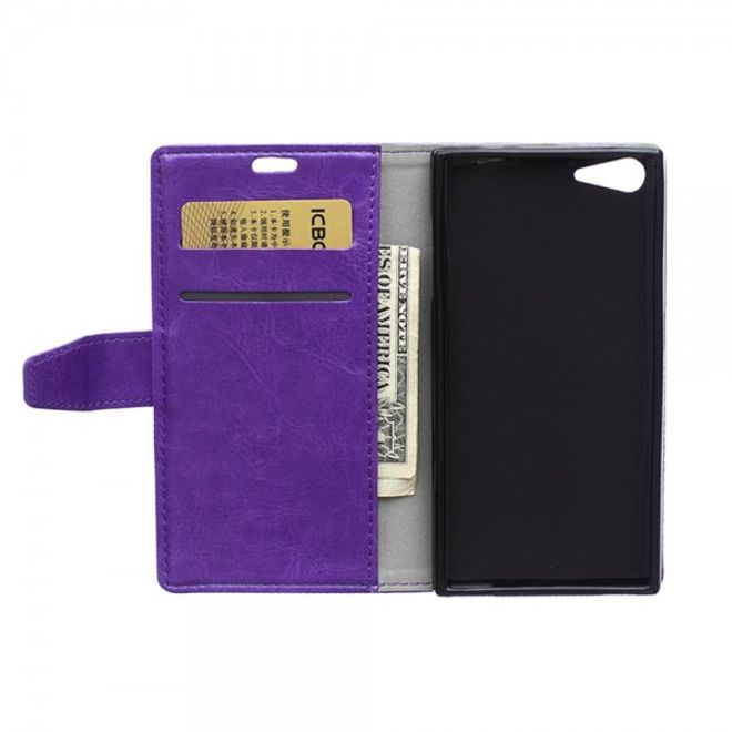 Wiko Highway Star 4G Schickes Crazy Horse Leder Case mit Standfunktion - purpur
