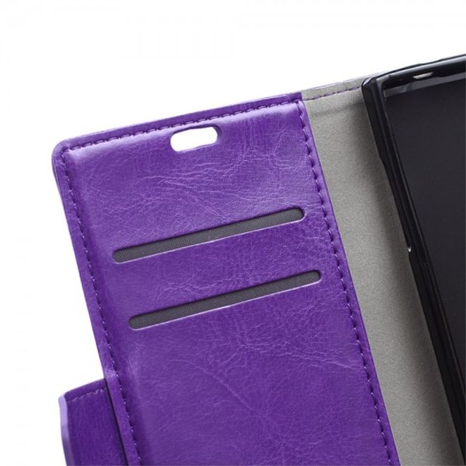 Wiko Highway Star 4G Schickes Crazy Horse Leder Case mit Standfunktion - purpur