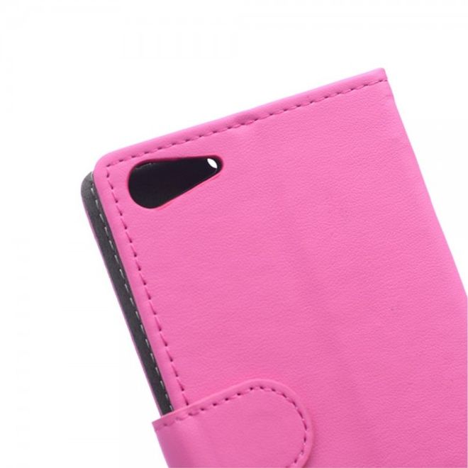 Wiko Highway Star 4G Magnetisches Leder Case mit Standfunktion - rosa