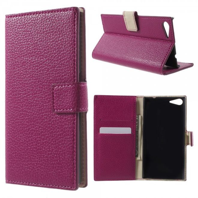 Wiko Highway Star 4G Schickes Leder Case mit Litchitextur und Standfunktion - rosa