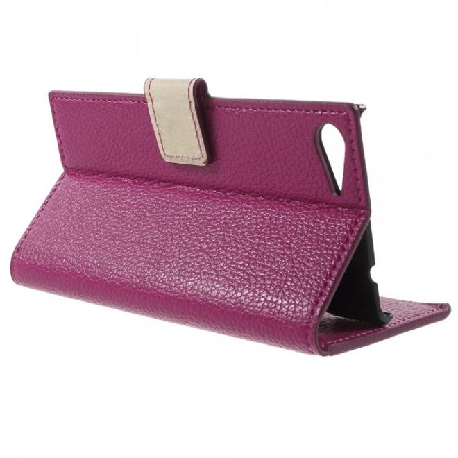 Wiko Highway Star 4G Schickes Leder Case mit Litchitextur und Standfunktion - rosa