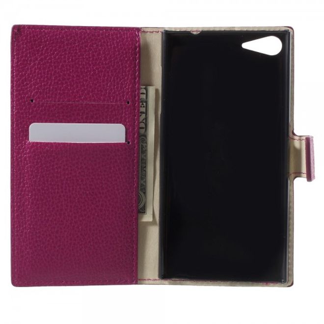 Wiko Highway Star 4G Schickes Leder Case mit Litchitextur und Standfunktion - rosa