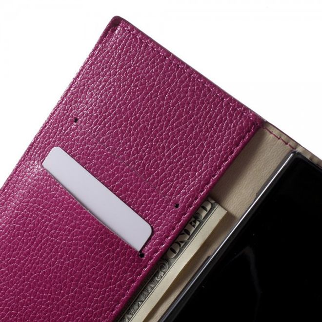 Wiko Highway Star 4G Schickes Leder Case mit Litchitextur und Standfunktion - rosa