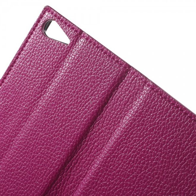 Wiko Highway Star 4G Schickes Leder Case mit Litchitextur und Standfunktion - rosa
