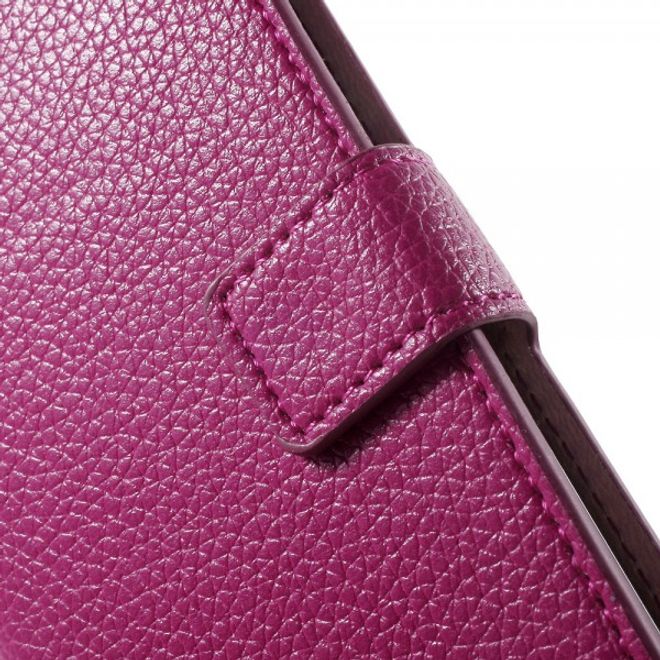 Wiko Highway Star 4G Schickes Leder Case mit Litchitextur und Standfunktion - rosa