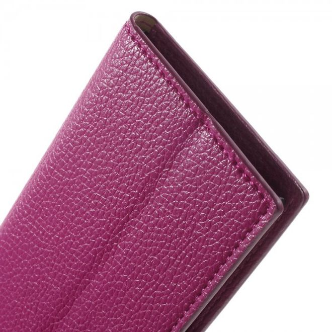 Wiko Highway Star 4G Schickes Leder Case mit Litchitextur und Standfunktion - rosa