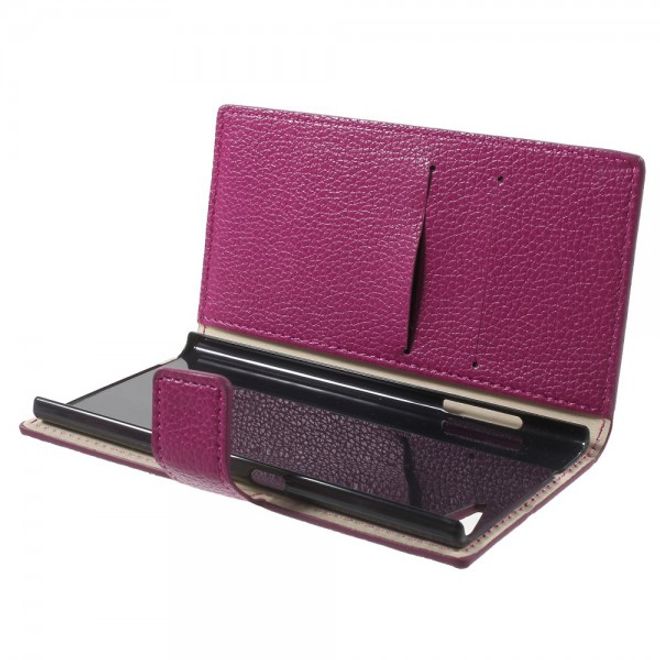 Wiko Highway Star 4G Schickes Leder Case mit Litchitextur und Standfunktion - rosa