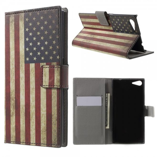 Wiko Highway Star 4G Leder Case mit USA Flagge retro-style