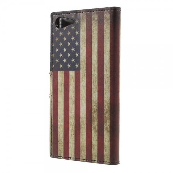 Wiko Highway Star 4G Leder Case mit USA Flagge retro-style