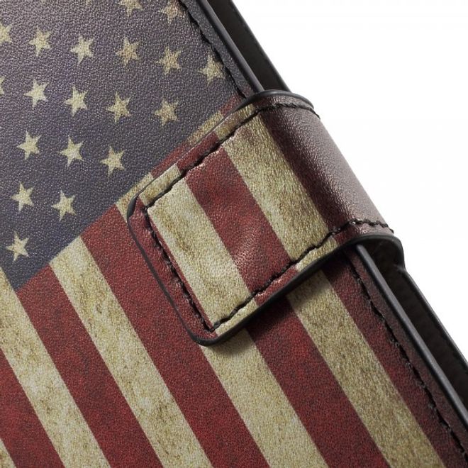 Wiko Highway Star 4G Leder Case mit USA Flagge retro-style