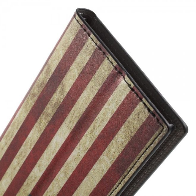 Wiko Highway Star 4G Leder Case mit USA Flagge retro-style