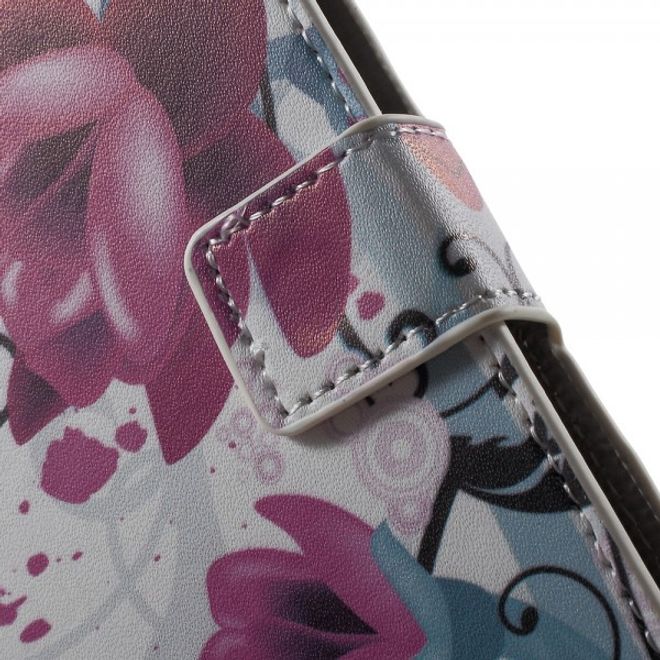 Wiko Highway Star 4G Leder Case mit purpurnen Blumen