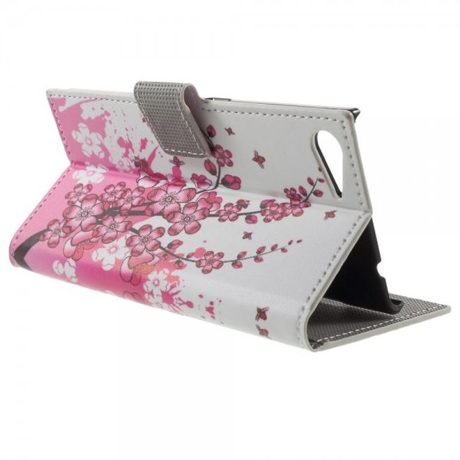Wiko Highway Star 4G Leder Case mit pinken Blumen