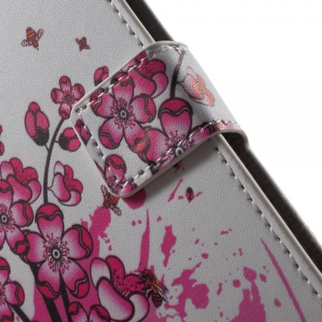 Wiko Highway Star 4G Leder Case mit pinken Blumen