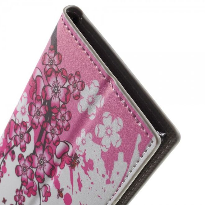 Wiko Highway Star 4G Leder Case mit pinken Blumen