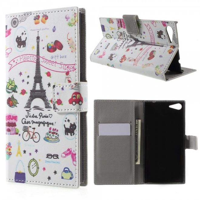 Wiko Highway Star 4G Leder Case mit Eiffelturm und kleinen Sujets