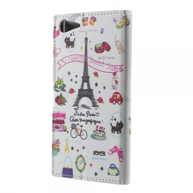 Wiko Highway Star 4G Leder Case mit Eiffelturm und kleinen Sujets