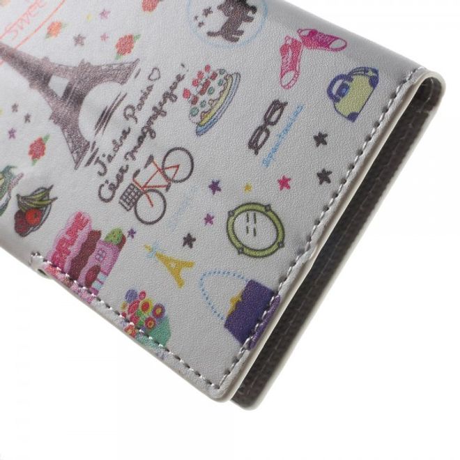 Wiko Highway Star 4G Leder Case mit Eiffelturm und kleinen Sujets
