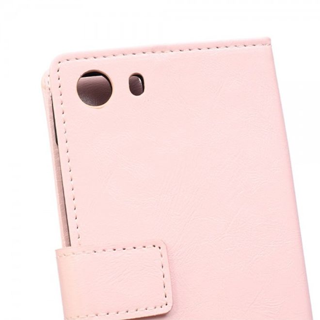 Wiko Lenny2 Schickes Crazy Horse Leder Case mit Kreditkartenslots - pink