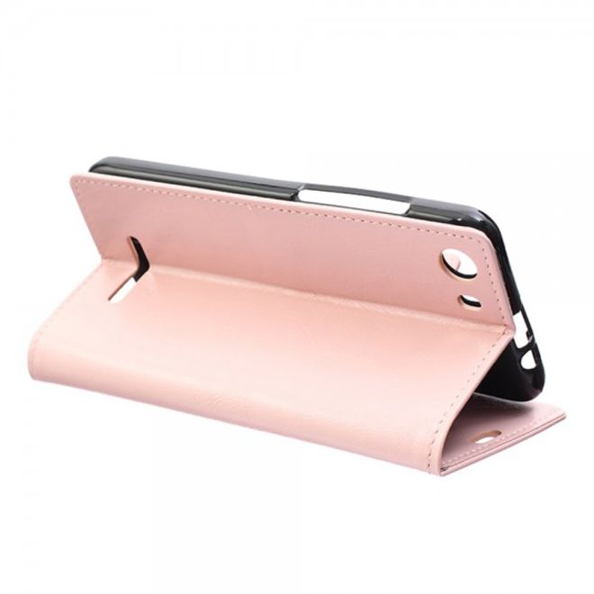 Wiko Lenny2 Schickes Crazy Horse Leder Case mit Kreditkartenslots - pink