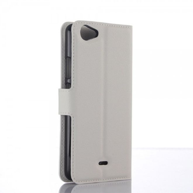 Wiko Rainbow Jam Leder Case mit Litchitextur - weiss
