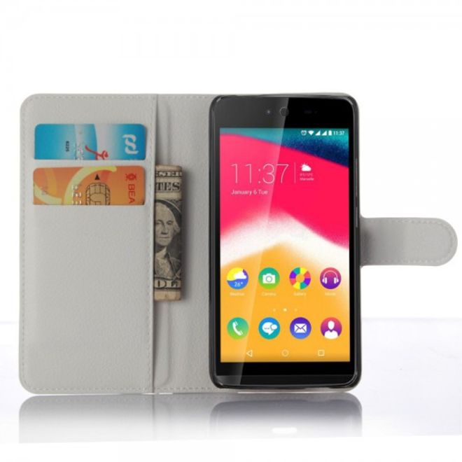 Wiko Rainbow Jam Leder Case mit Litchitextur - weiss