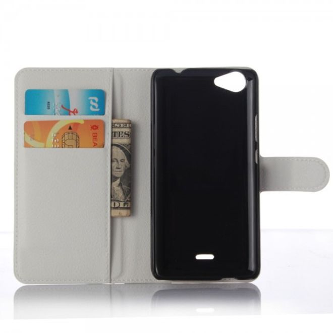 Wiko Rainbow Jam Leder Case mit Litchitextur - weiss