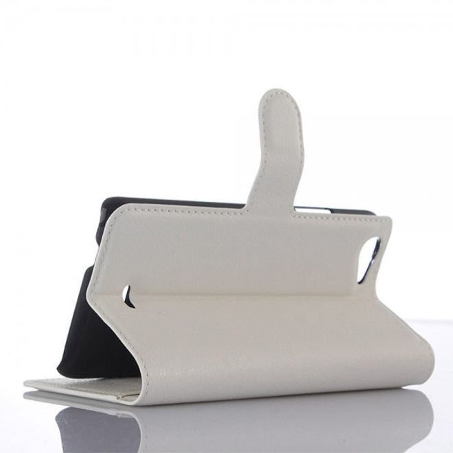 Wiko Rainbow Jam Leder Case mit Litchitextur - weiss